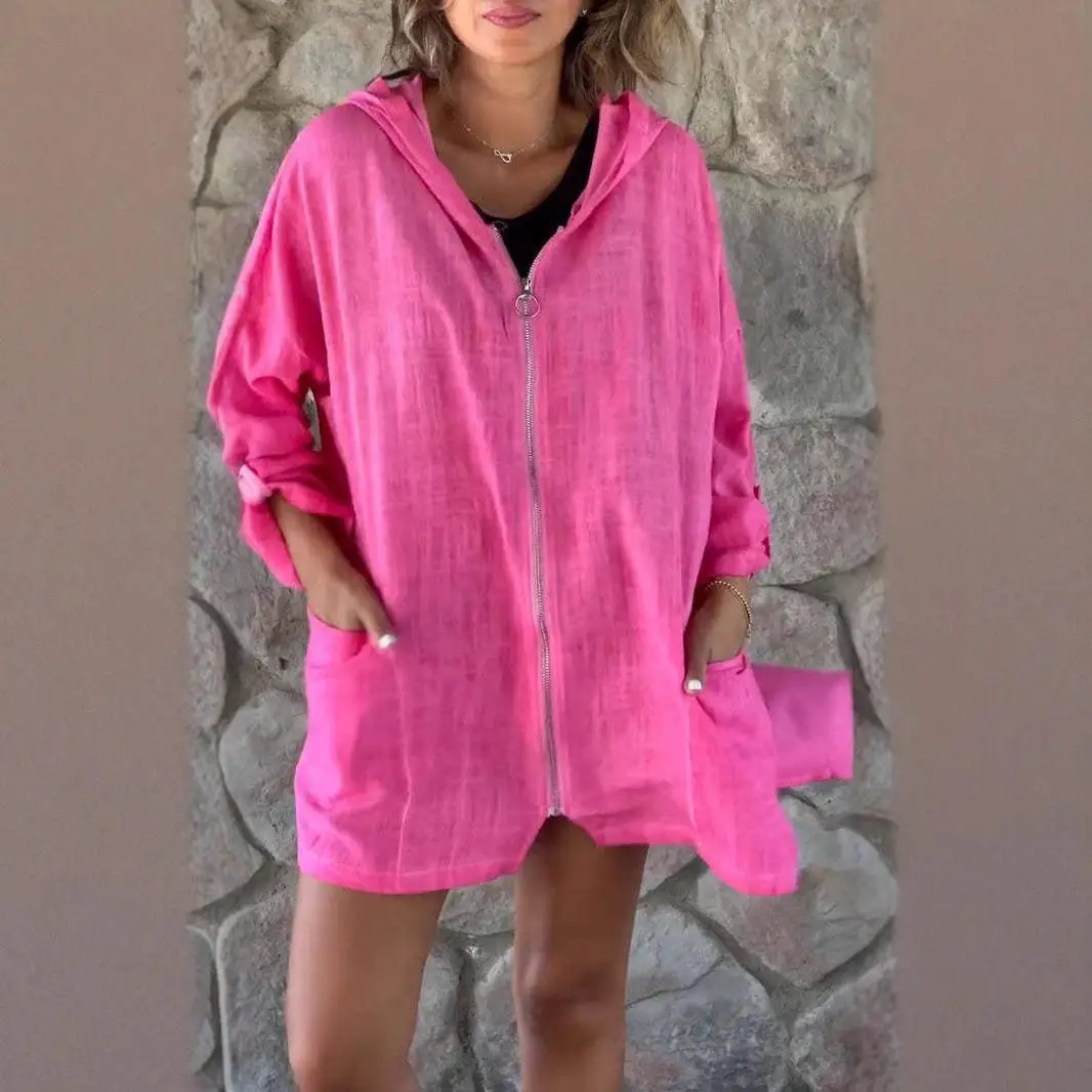 New 2025 Spring Summer Casual Women's Zipper Splice Hoodie Jacket Long Sleeve Shirt Independent Station Cotton Linen Blend
New 2025 Spring Summer Casual Women's Zipper Splice Hoodie Jacket Long Sleeve Shirt Independent Station Cotton Linen Blend