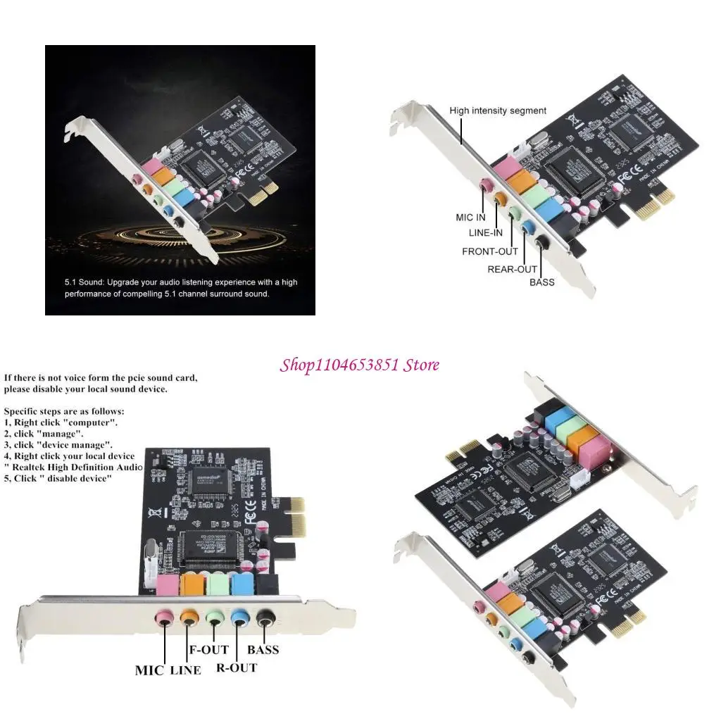 PCIe Sound Card 5.1 Internal Sound Card with , 3D Stereo PCI-e Audio Card,CMI8738 Chip 32/64 Bit
PCIe Sound Card 5.1 Internal Sound Card with , 3D Stereo PCI-e Audio Card,CMI8738 Chip 32/64 Bit
