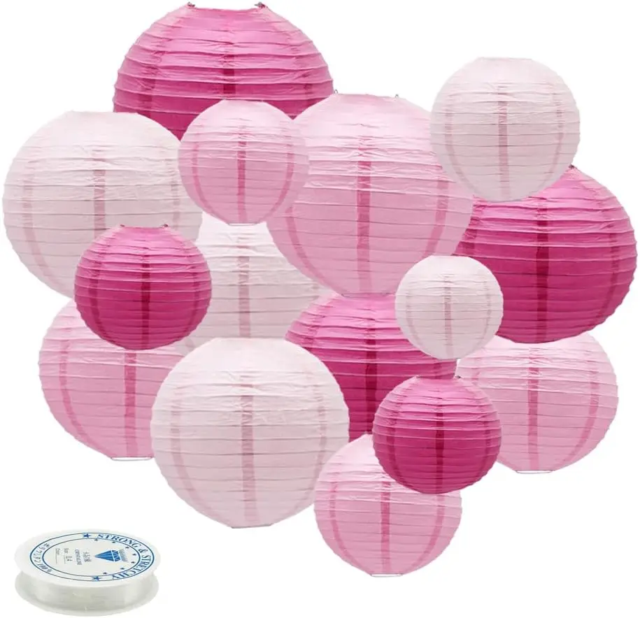 15 Pcs Pink Paper Lanterns, 5 Sizes, Hanging Decor for Parties & Weddings
15 Pcs Pink Paper Lanterns, 5 Sizes, Hanging Decor for Parties & Weddings
