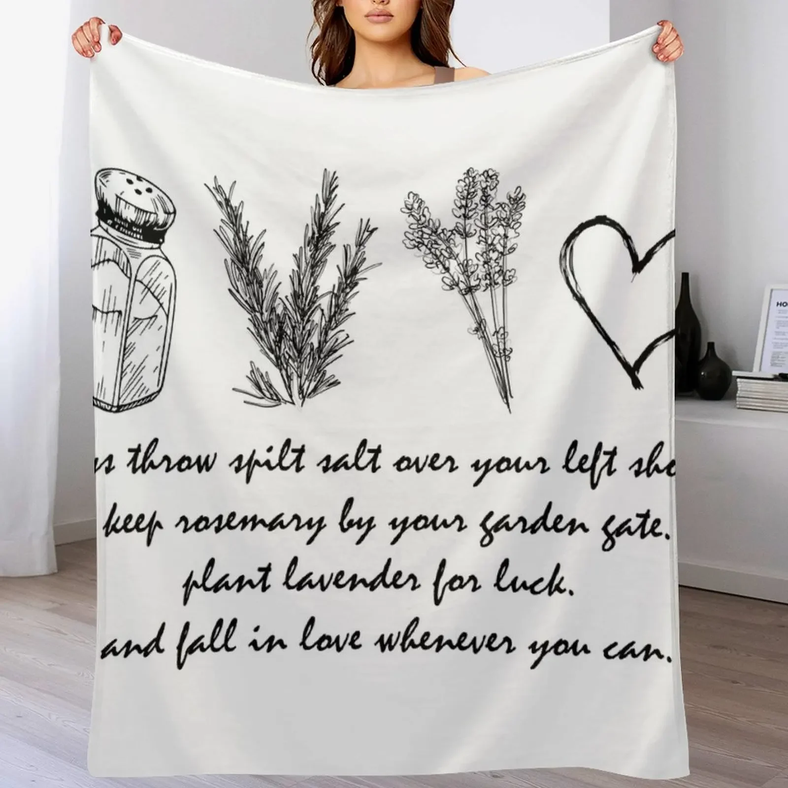 Practical Magic,Salt, Rosemary, Lavender & Love- motivating saying tee Throw Blanket Cozy Warm Blanket for Bed Room Decor
Practical Magic,Salt, Rosemary, Lavender & Love- motivating saying tee Throw Blanket Cozy Warm Blanket for Bed Room Decor