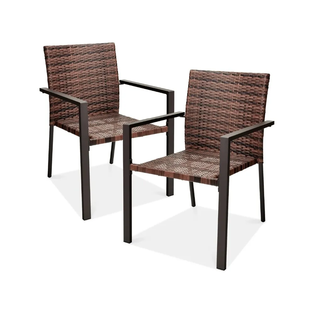 Set of 2 Stackable Outdoor Wicker Dining Chairs All-Weather Firepit Armchair w/Armrests, Steel Frame for Patio, Deck, Garden
Set of 2 Stackable Outdoor Wicker Dining Chairs All-Weather Firepit Armchair w/Armrests, Steel Frame for Patio, Deck, Garden
