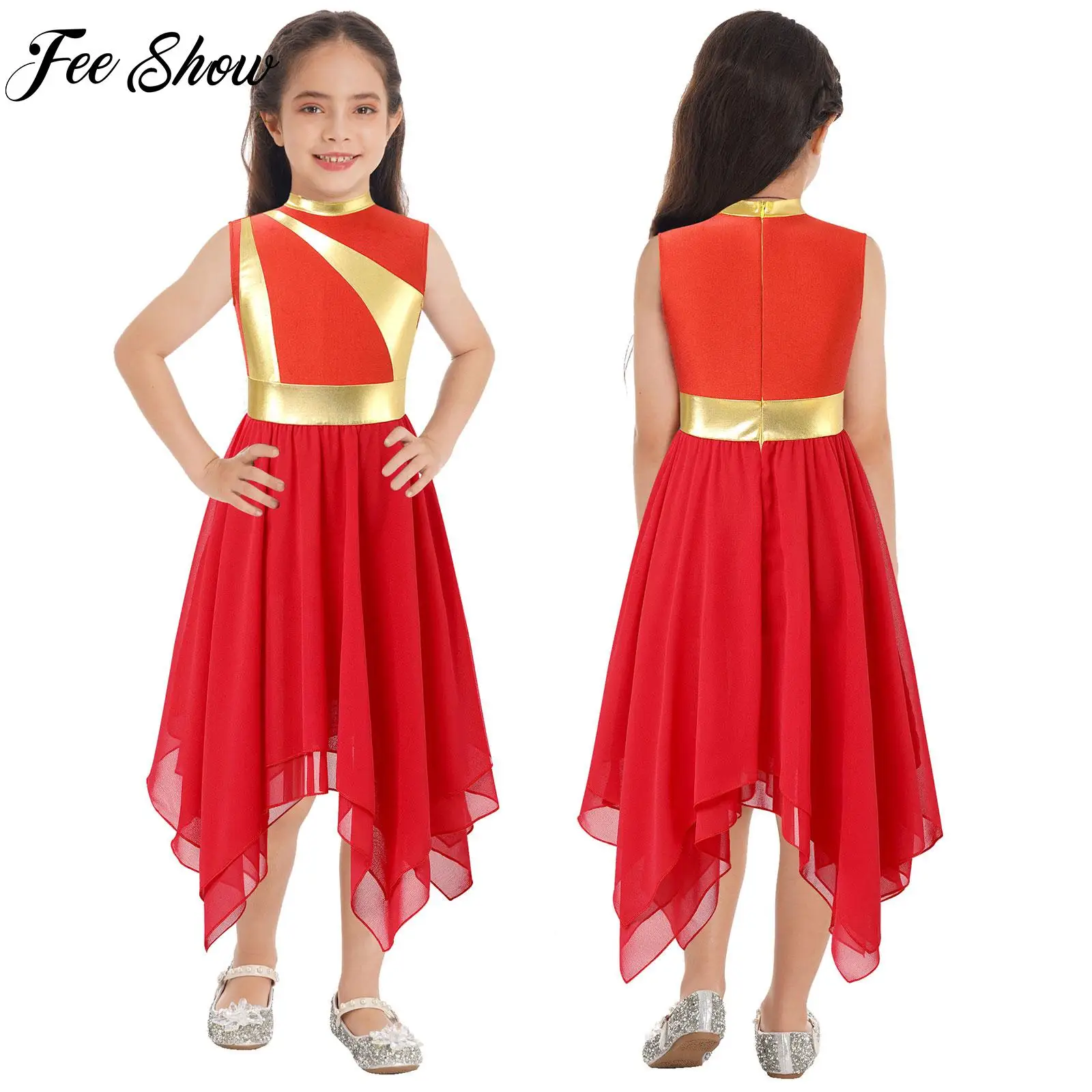 Child Girls Praise Dancing Dresses Metallic Sleeveless Dress Fashion Modern Lyrical Dance Party Competition Performance Costumes
Child Girls Praise Dancing Dresses Metallic Sleeveless Dress Fashion Modern Lyrical Dance Party Competition Performance Costumes