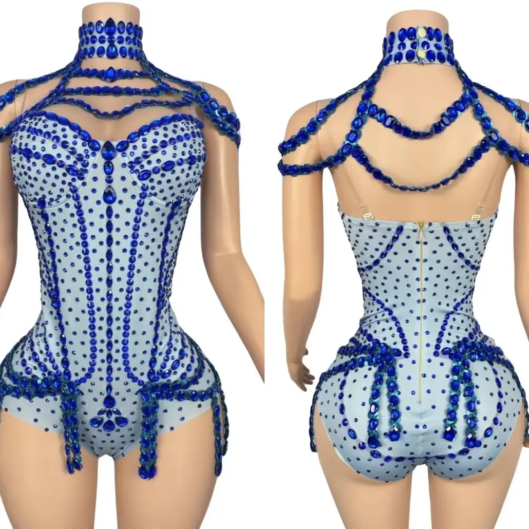 Sparkly Blue Rhinestones Elastic Bodysuit for Women Sexy Club Performance Dance Costume Singer Dancer Show Stage Wear Xiaolan
Sparkly Blue Rhinestones Elastic Bodysuit for Women Sexy Club Performance Dance Costume Singer Dancer Show Stage Wear Xiaolan