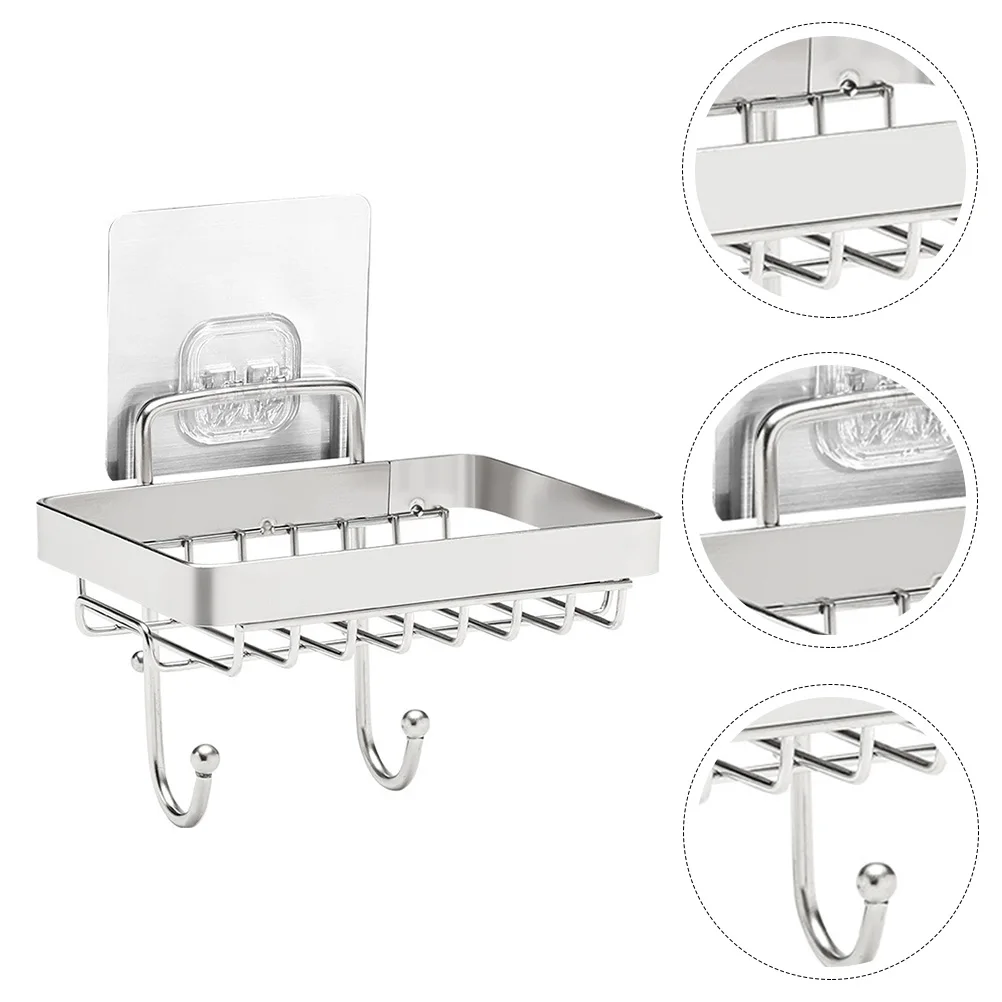 Stainless Steel Dish with 2 Hooks Wall Mounted Bathroom Organizer Drainage Soap Tray for Drying Soap Box Container Home
Stainless Steel Dish with 2 Hooks Wall Mounted Bathroom Organizer Drainage Soap Tray for Drying Soap Box Container Home