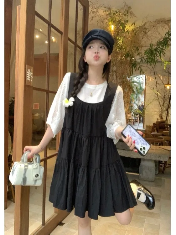 plus Size Women's White round Ne ort Sve T-irt Summer New Loose Matching Puffy Skirt Two-Piece Set Korean Sle
plus Size Women's White round Ne ort Sve T-irt Summer New Loose Matching Puffy Skirt Two-Piece Set Korean Sle