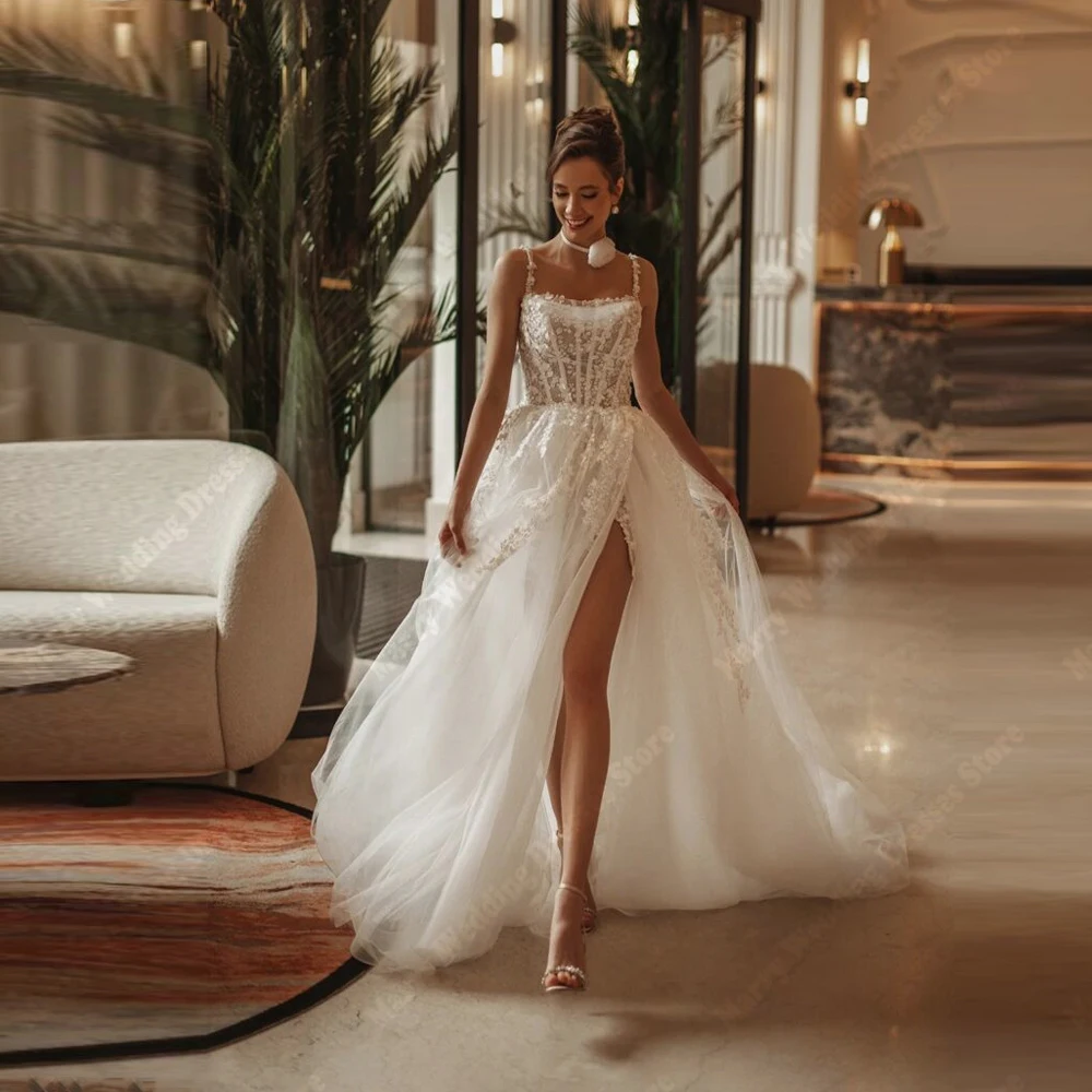 Sweetheart Collar Tulle Women Wedding Dresses Modern Sexy A-Line Bride Gowns Mopping Length Banquet Vestido De Novias Customized
Sweetheart Collar Tulle Women Wedding Dresses Modern Sexy A-Line Bride Gowns Mopping Length Banquet Vestido De Novias Customized