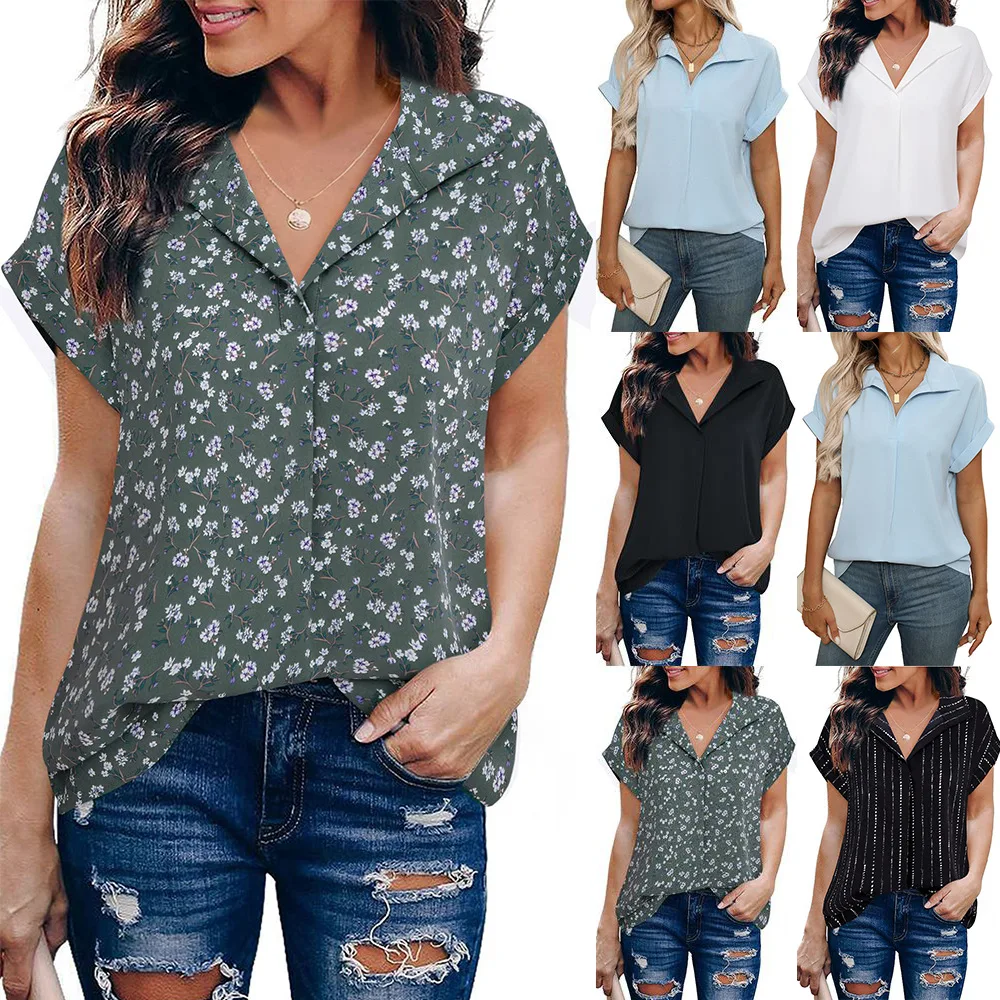 Casual Short Sleeve Chiffon Blouse Elegant Office Lady Lapel Loose Shirt Vintage Floral Print Oversized Women Tops Summer Tunics
Casual Short Sleeve Chiffon Blouse Elegant Office Lady Lapel Loose Shirt Vintage Floral Print Oversized Women Tops Summer Tunics