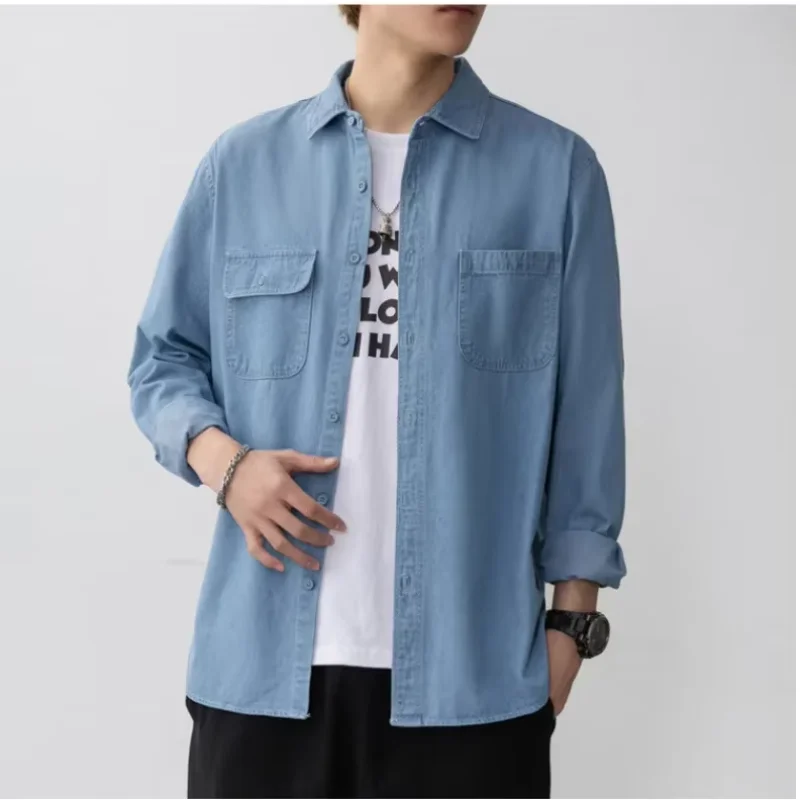 Spring Autumn Mens Shirts Korean Fashion Loose Casual Denim Jacket Oversized Male Cotton Solid Long Sleeve Cardigan Men Clothing
Spring Autumn Mens Shirts Korean Fashion Loose Casual Denim Jacket Oversized Male Cotton Solid Long Sleeve Cardigan Men Clothing