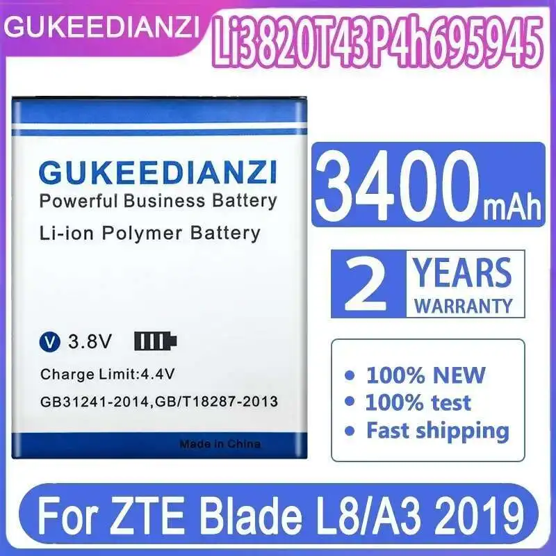 3400Mah Li3820t43p4h695945 For Zte Blade L8 A3 2019 Mobile Phone Battery High Compatibility
3400Mah Li3820t43p4h695945 For Zte Blade L8 A3 2019 Mobile Phone Battery High Compatibility