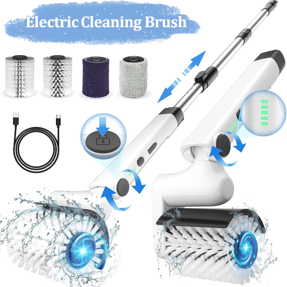 Cordless Electric Grill Brush with 4 Brush Heads, 2-Speeds & 56" Extendable Handle Shower Cleaner Brush for Bathtub/Tile/Floor
Cordless Electric Grill Brush with 4 Brush Heads, 2-Speeds & 56" Extendable Handle Shower Cleaner Brush for Bathtub/Tile/Floor