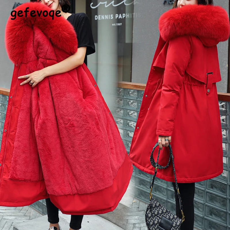 Winter Women Korean Fashion Fur Collar Fleece Warm Parkas Casual Streetwear Oversized Down Cotton Coat Mid Length Hooded Jacket
Winter Women Korean Fashion Fur Collar Fleece Warm Parkas Casual Streetwear Oversized Down Cotton Coat Mid Length Hooded Jacket