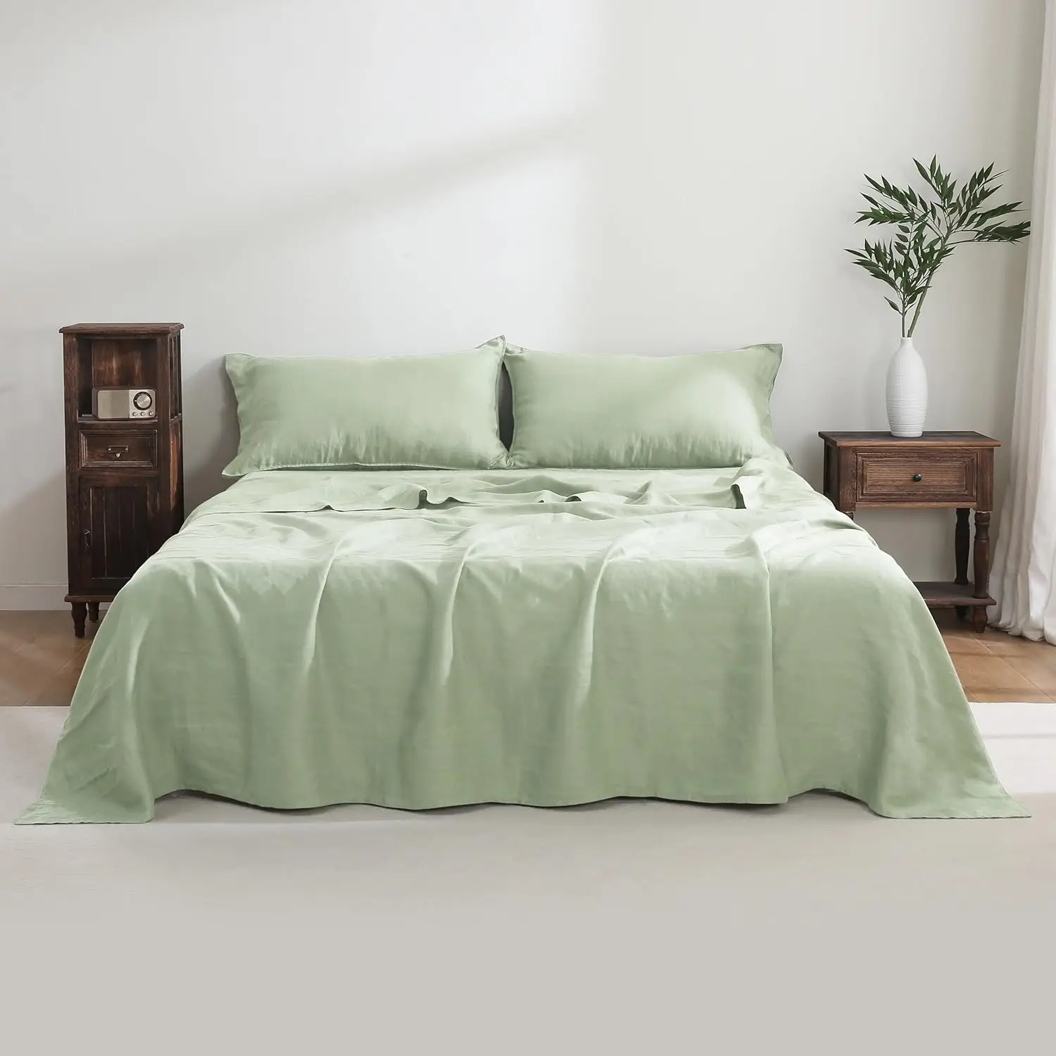 100% French Linen Sheets Set King Size-4Pcs Natural Washed Flax Bed Sheets Soft Breathable and Durable- 1 Flat Sheet 1 Fitted Sh
100% French Linen Sheets Set King Size-4Pcs Natural Washed Flax Bed Sheets Soft Breathable and Durable- 1 Flat Sheet 1 Fitted Sh