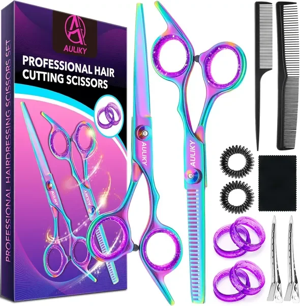 Hair Cutting Scissors Kit, 6.7' Professional Barber Shears, Stainless Steel Thinning Scissors for Salon & Home Use
Hair Cutting Scissors Kit, 6.7' Professional Barber Shears, Stainless Steel Thinning Scissors for Salon & Home Use