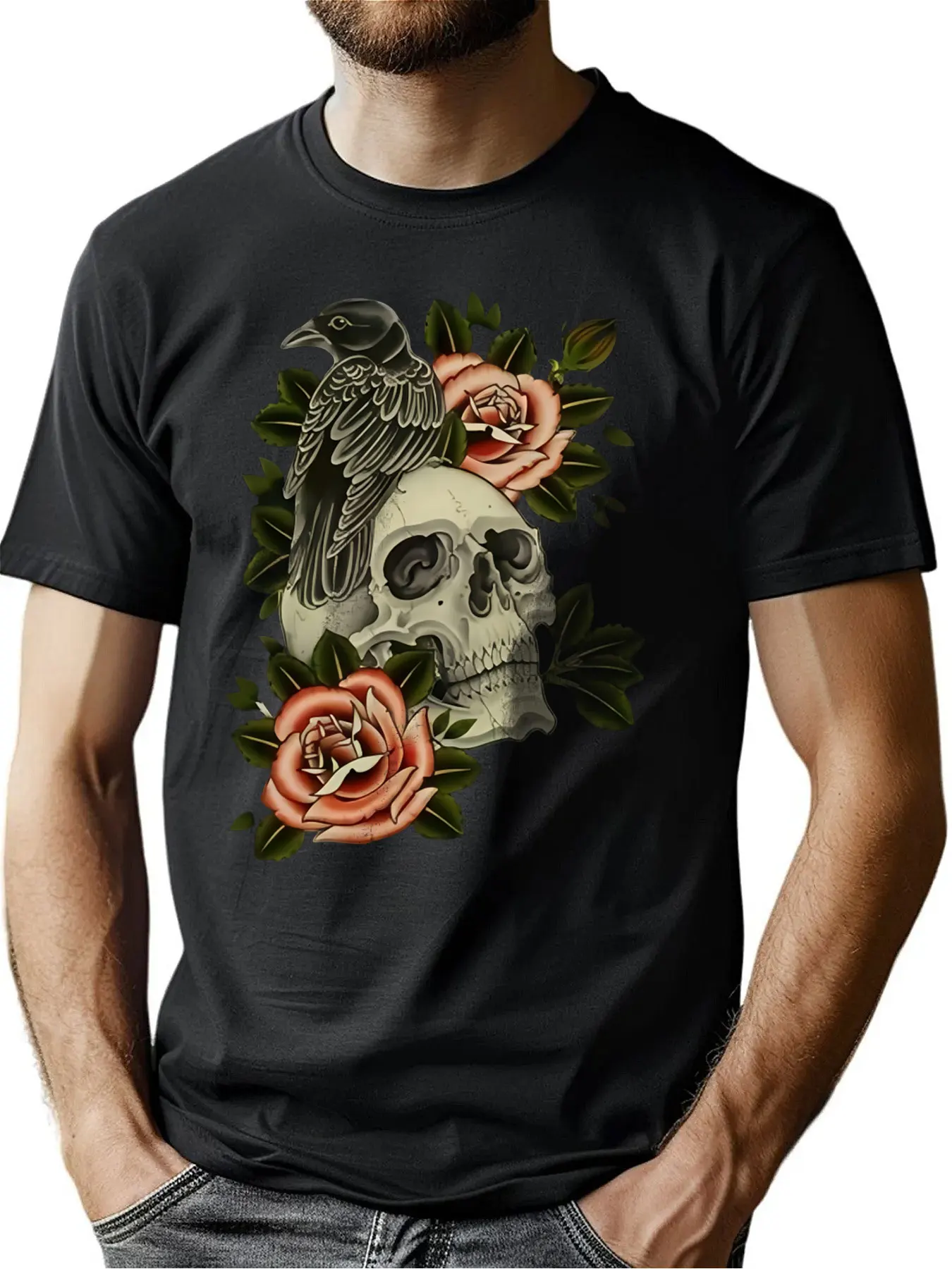 Premium Comfort Cotton Men's Crew Neck Tee With Gothic Print Outdoor Leisure Father'S Day Gift Machine Washable For Him
Premium Comfort Cotton Men's Crew Neck Tee With Gothic Print Outdoor Leisure Father'S Day Gift Machine Washable For Him