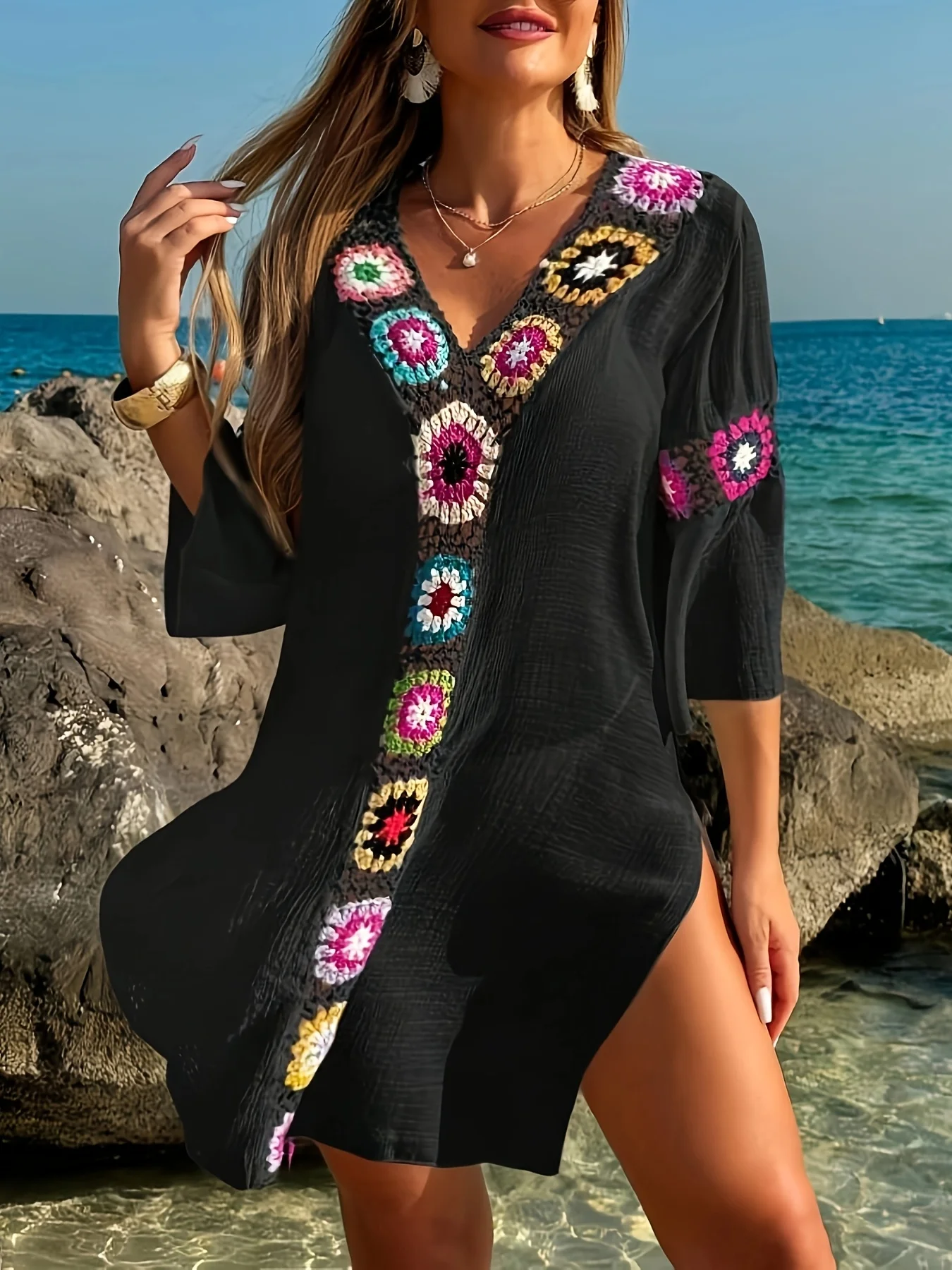MOXDO Wrap-Style Tunic Dress for Women: Beach and Vacation Style, Casual and Fashionable, V-Neck Knit, Perfect for the Beach
MOXDO Wrap-Style Tunic Dress for Women: Beach and Vacation Style, Casual and Fashionable, V-Neck Knit, Perfect for the Beach