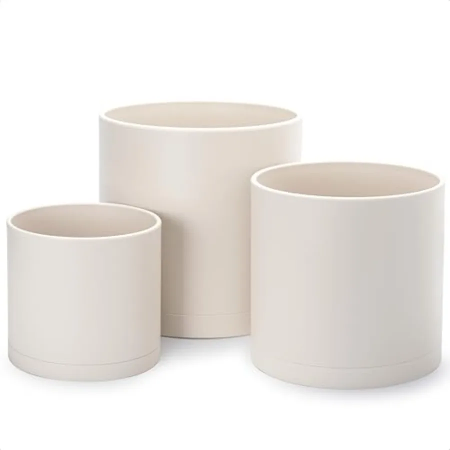 For indoor/outdoor plants: plastic planter pots set of 3 8/10/12 inch,oatmeal color, seamless saucers + drainage holes, X-large
For indoor/outdoor plants: plastic planter pots set of 3 8/10/12 inch,oatmeal color, seamless saucers + drainage holes, X-large