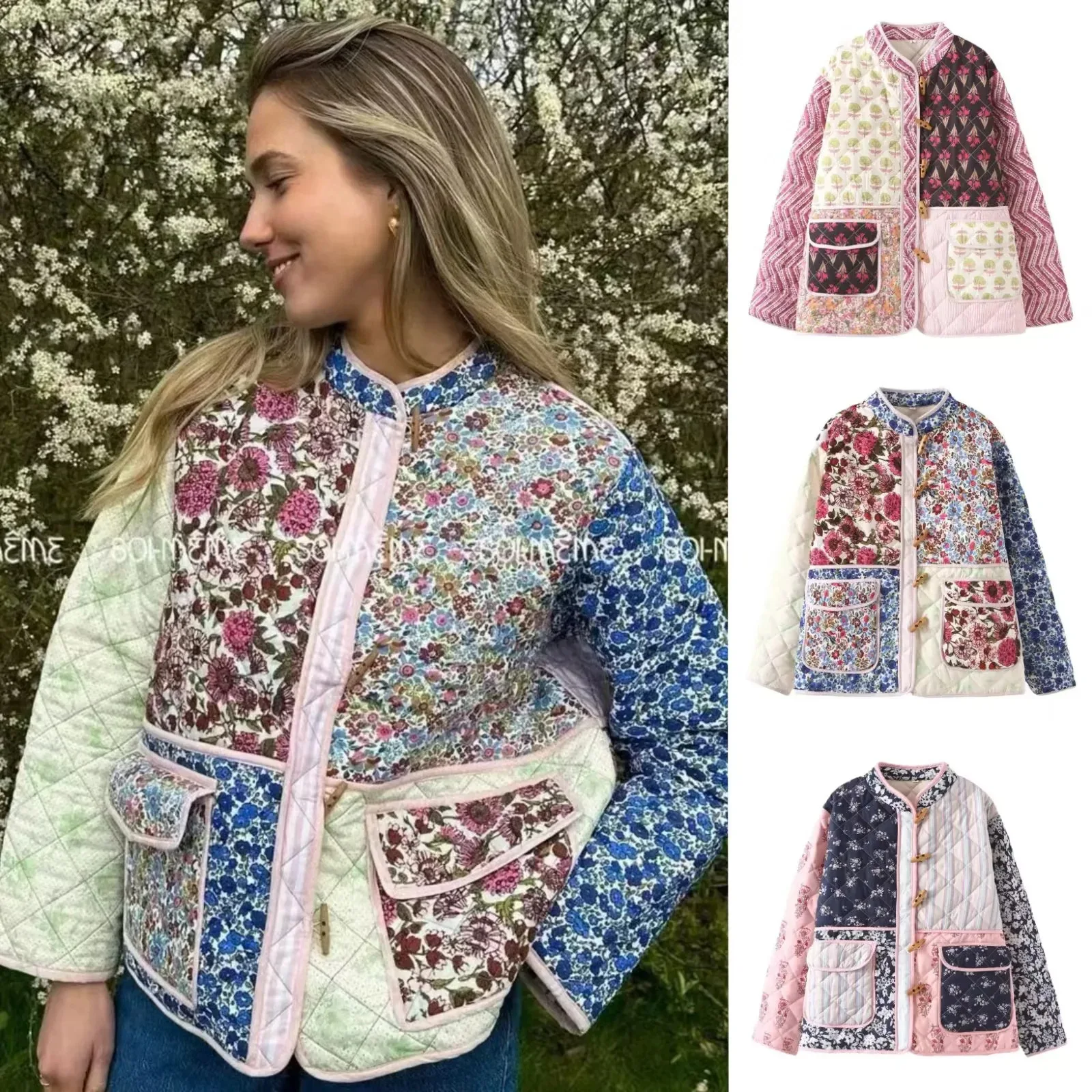 Куртка на хлопковой подкладке в этническом стиле в стиле ретро с цветочным принтом и длинными рукавами с карманами для женщин, осенне-зимняя верхняя одежда
Куртка на хлопковой подкладке в этническом стиле в стиле ретро с цветочным принтом и длинными рукавами с карманами для женщин, осенне-зимняя верхняя одежда