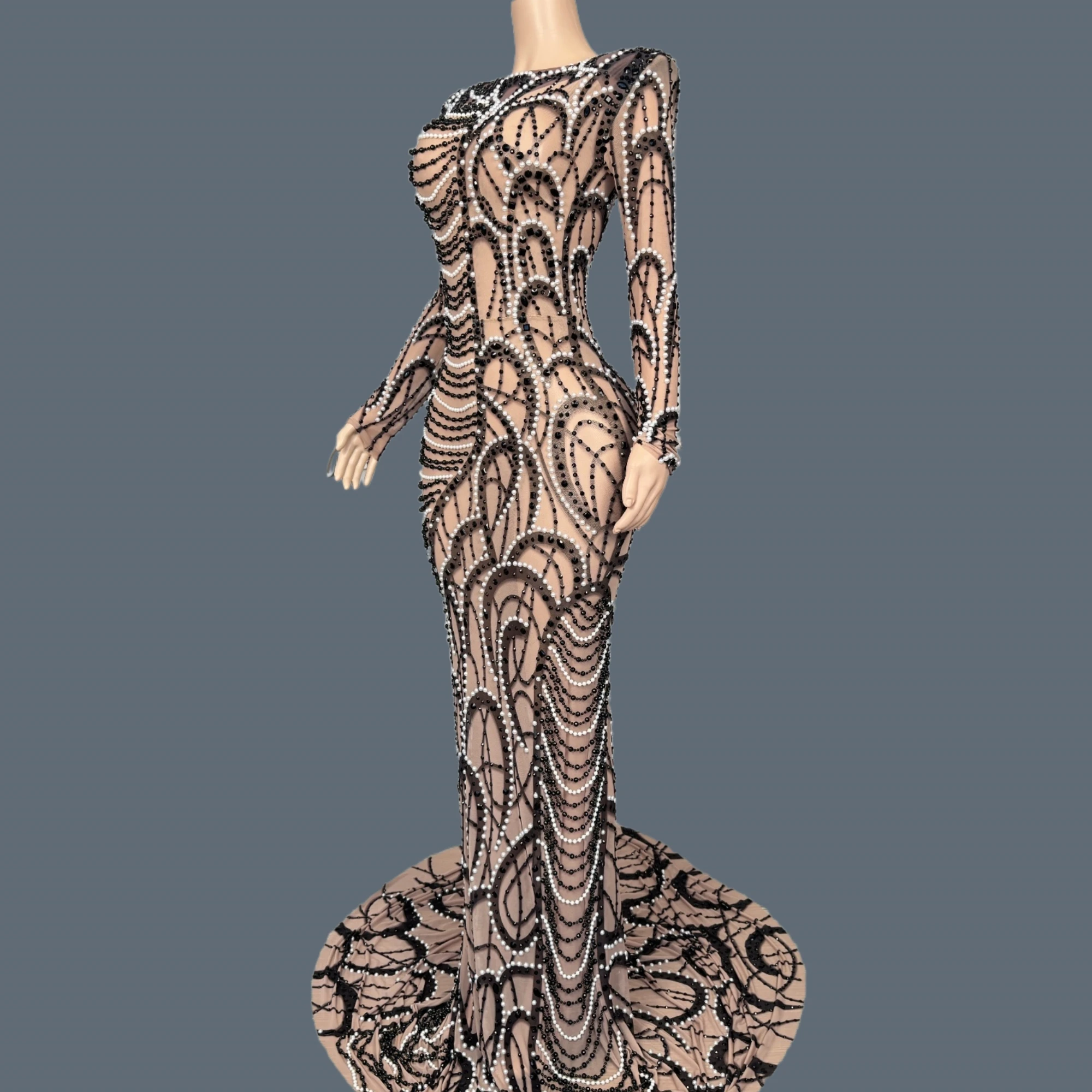 New Year's Party Luxury Dress Sexy Woman Couture Sparkly Tight Fitting Dress High-end Pearls Crystals Floor-length Dress Yueshi
New Year's Party Luxury Dress Sexy Woman Couture Sparkly Tight Fitting Dress High-end Pearls Crystals Floor-length Dress Yueshi