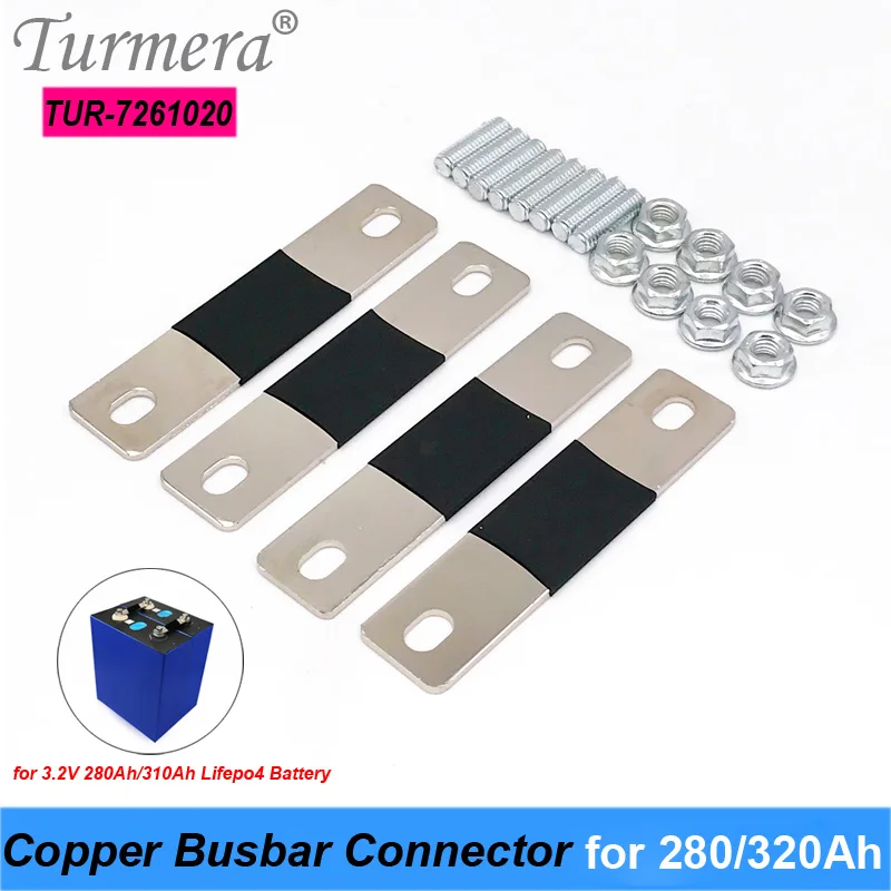Turmera Busbar Lifepo4 Battery Copper Connecter for 12V 280Ah 310Ah 320Ah Lifepo4 Battery Cell Use in 12.8V Solar System 4Pieces
Turmera Busbar Lifepo4 Battery Copper Connecter for 12V 280Ah 310Ah 320Ah Lifepo4 Battery Cell Use in 12.8V Solar System 4Pieces