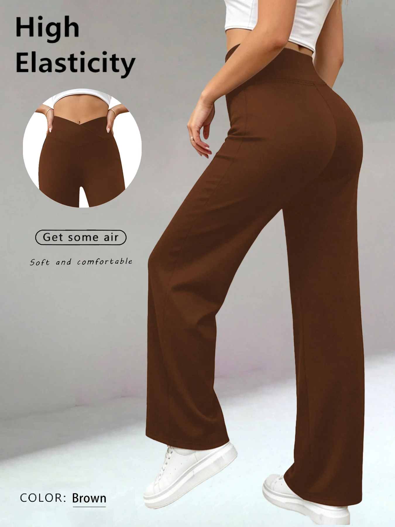 Fashion High Waist Yoga Pants High Elastic Wide Leg Pants Casual Sports Pants Cross Waist Design Skin-friendly Soft Fabric
Fashion High Waist Yoga Pants High Elastic Wide Leg Pants Casual Sports Pants Cross Waist Design Skin-friendly Soft Fabric