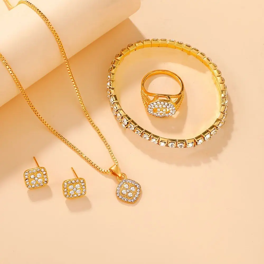 6Pcs/set Fashion Shiny Rhinestone Jewelry Set Exquisite Luxury Crystal Quartz Watch Simple Necklace Bracelet Earrings Set Women
6Pcs/set Fashion Shiny Rhinestone Jewelry Set Exquisite Luxury Crystal Quartz Watch Simple Necklace Bracelet Earrings Set Women