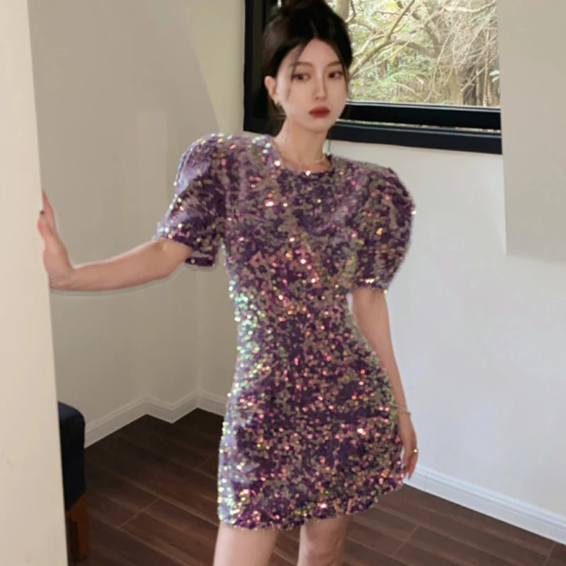 Women's Clothing Sexy Beauty Dress Fashion Sequin Mid-length Skirt Design Chic Slim Short Sleeve Female Temperament A-line Dress
Women's Clothing Sexy Beauty Dress Fashion Sequin Mid-length Skirt Design Chic Slim Short Sleeve Female Temperament A-line Dress