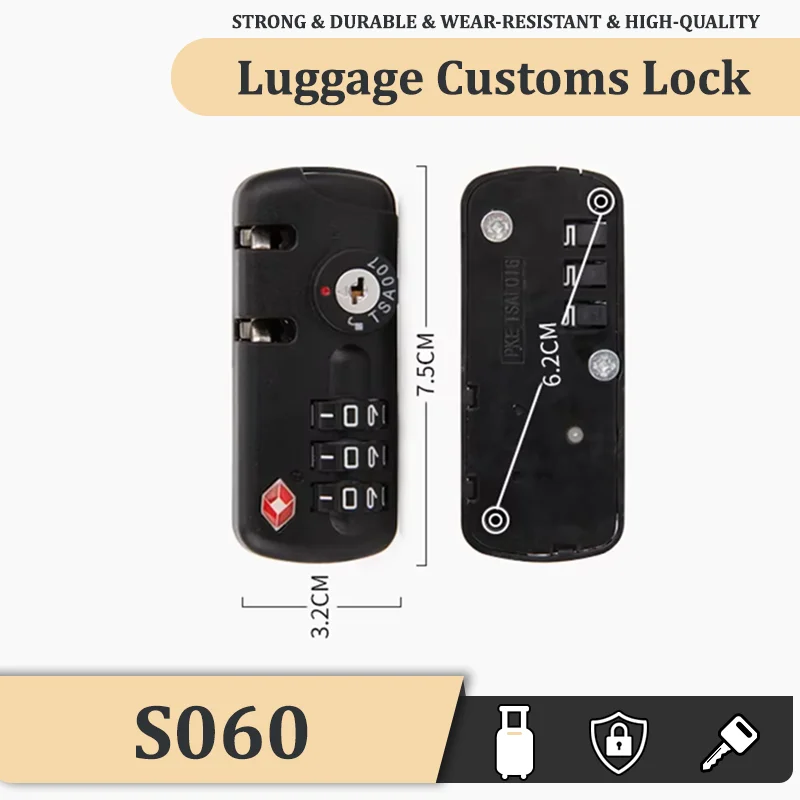 Suitable For S060 Original Baggage Customs Lock Luggage Accessories Combination Lock Simple Portability Anti-theft Security
Suitable For S060 Original Baggage Customs Lock Luggage Accessories Combination Lock Simple Portability Anti-theft Security