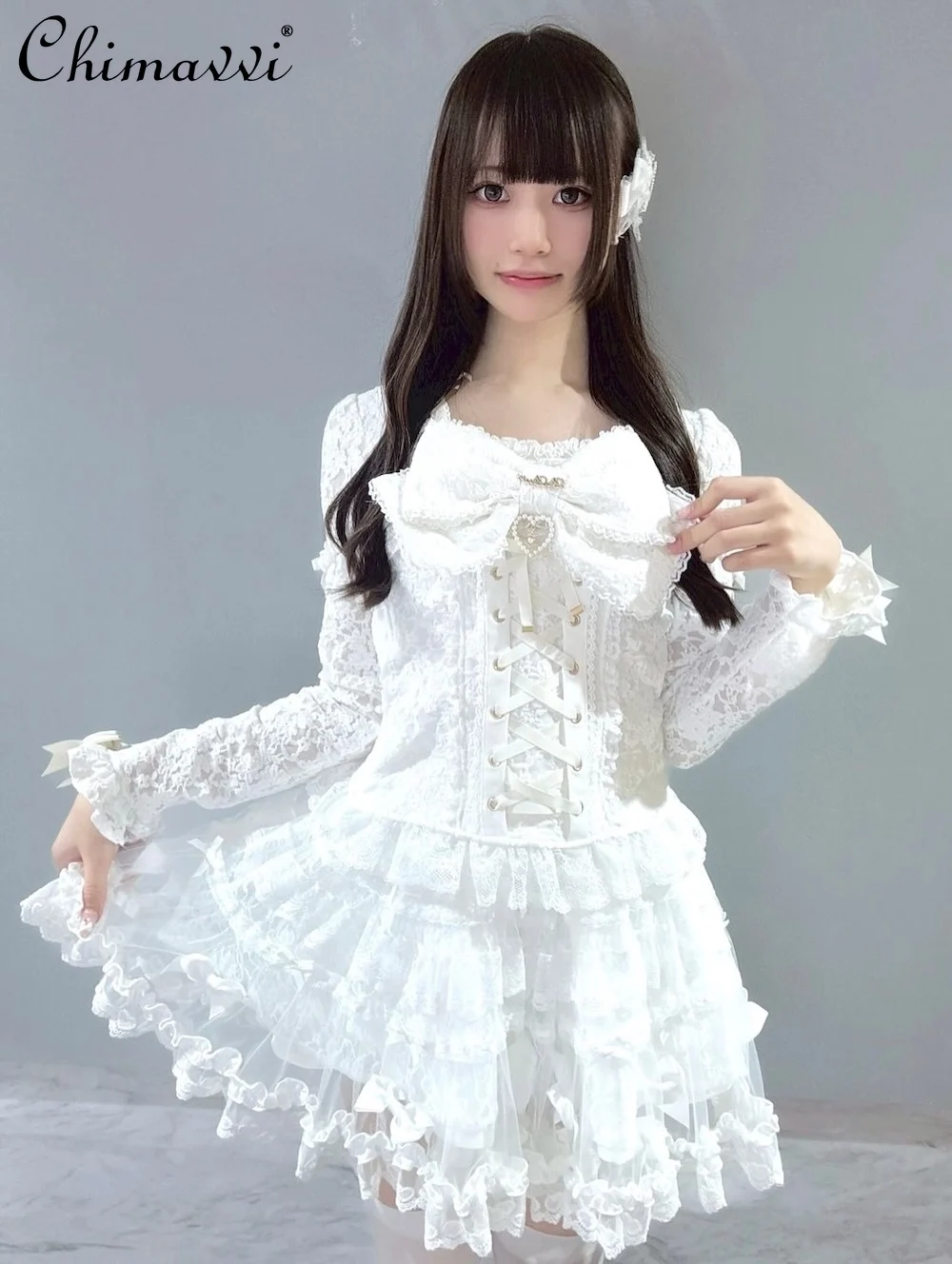 Japanese Sweet Heart Diamond Big Bow Retro Halter Lace Shirt Spring and Autumn Cute Girl Long Sleeve Blouse Y2k Lolita Tops
Japanese Sweet Heart Diamond Big Bow Retro Halter Lace Shirt Spring and Autumn Cute Girl Long Sleeve Blouse Y2k Lolita Tops