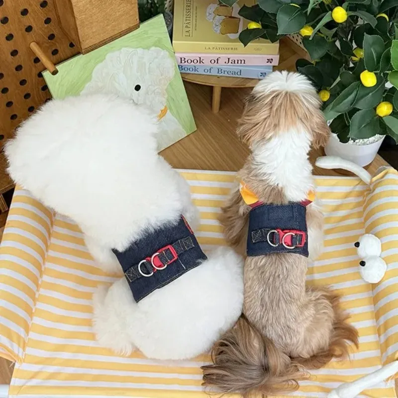 Pet Denim Puppy Clothes Traction Vest Clothing Pet Chest and Back Breathable Teddy Dog Accessories for Small Dogs Dog Harness
Pet Denim Puppy Clothes Traction Vest Clothing Pet Chest and Back Breathable Teddy Dog Accessories for Small Dogs Dog Harness