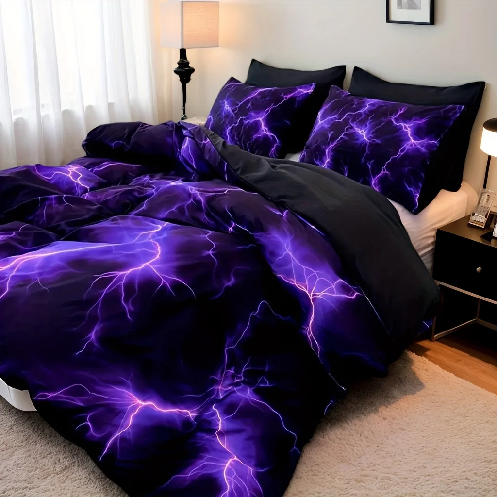 3pcs Fashionable Purple Lightning Line Art Quilt Cover Set (1 Quilt Cover + 2 Pillowcases, Excluding Pillow Core), Soft And Breathable High-definition Printed Bedding, Suitable for Home Dormitories
3pcs Fashionable Purple Lightning Line Art Quilt Cover Set (1 Quilt Cover + 2 Pillowcases, Excluding Pillow Core), Soft And Breathable High-definition Printed Bedding, Suitable for Home Dormitories