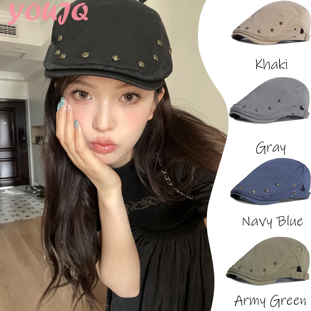 Spring Summer Vintage Punk Rivet Front Cap Anti-wear Artist Unisex Performance Hip Hop Beret Peaked Cap Spice Girls Advance Hats
Spring Summer Vintage Punk Rivet Front Cap Anti-wear Artist Unisex Performance Hip Hop Beret Peaked Cap Spice Girls Advance Hats