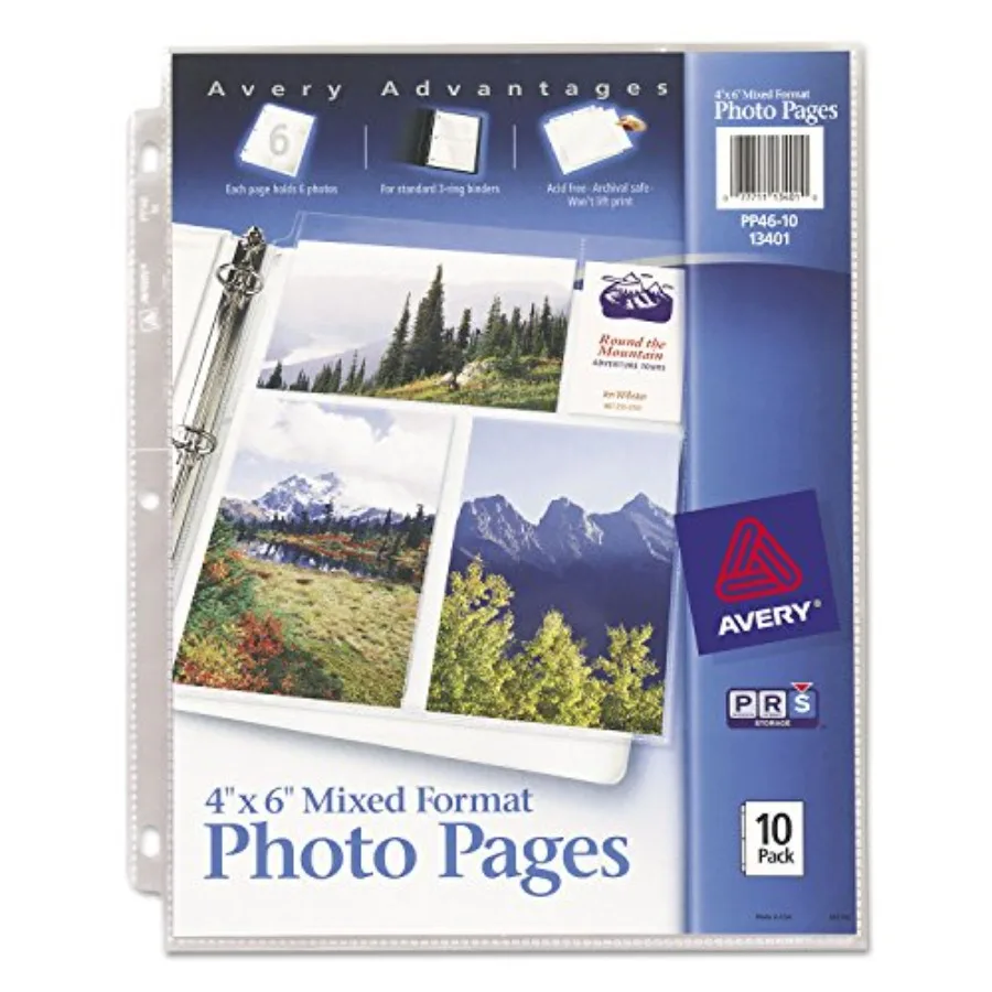Clear Mixed Format Photo Pages for 3 Ring Binder, Acid Free, Holds 4" x 6" Photos, 10 Photo Protectors 13401
Clear Mixed Format Photo Pages for 3 Ring Binder, Acid Free, Holds 4" x 6" Photos, 10 Photo Protectors 13401