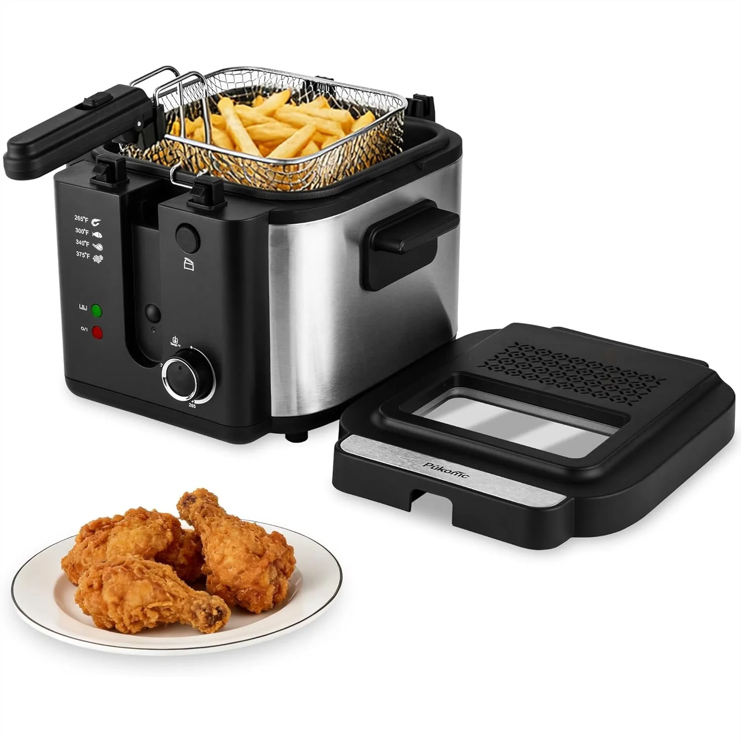 Electric Deep Fryer with Basket, Adjustable Temperature 2.5L Non-Stick Inner Pot, Removable Lid & Easy Clean
Electric Deep Fryer with Basket, Adjustable Temperature 2.5L Non-Stick Inner Pot, Removable Lid & Easy Clean