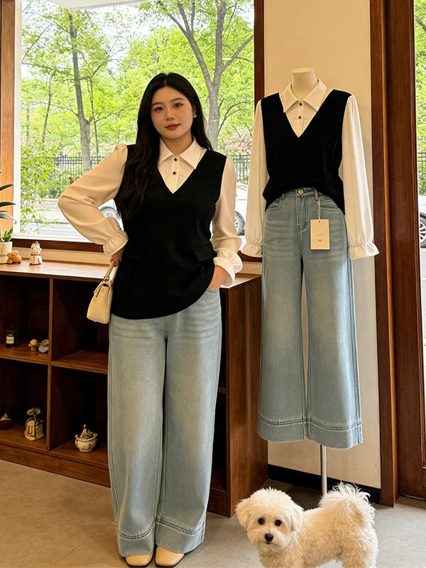 plus Size Color Block Collar Shirt Women's Spring Fashion Slimming Versatile Trendy Top Korean Style Long Sleeve Breathable
plus Size Color Block Collar Shirt Women's Spring Fashion Slimming Versatile Trendy Top Korean Style Long Sleeve Breathable