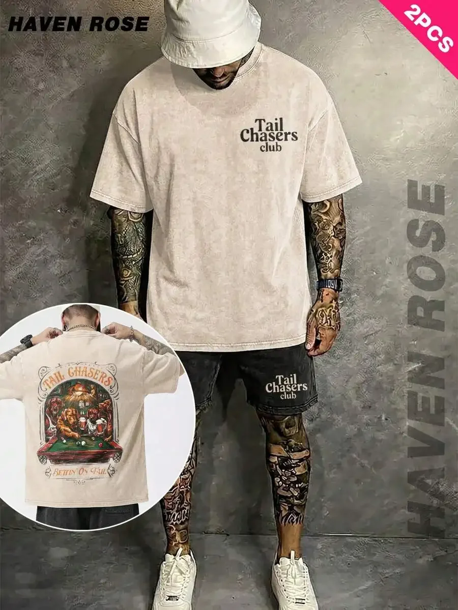Washed Vintage T-Shirt And Shorts Set Men 100% Cotton Digital Print Casual Summer Outfit
Washed Vintage T-Shirt And Shorts Set Men 100% Cotton Digital Print Casual Summer Outfit