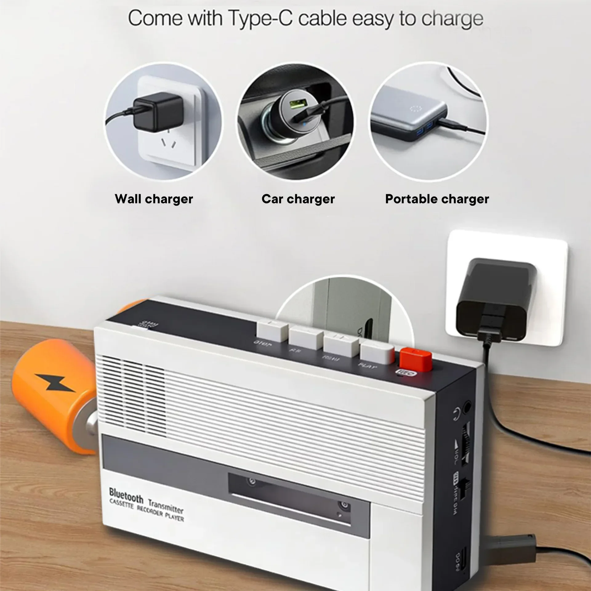 Портативный кассетный плеер-рекордер, Bluetooth-передатчик для наушников/колонок, аккумулятор 2000 мАч, автоматическое остановление, зарядка Type-C
Портативный кассетный плеер-рекордер, Bluetooth-передатчик для наушников/колонок, аккумулятор 2000 мАч, автоматическое остановление, зарядка Type-C