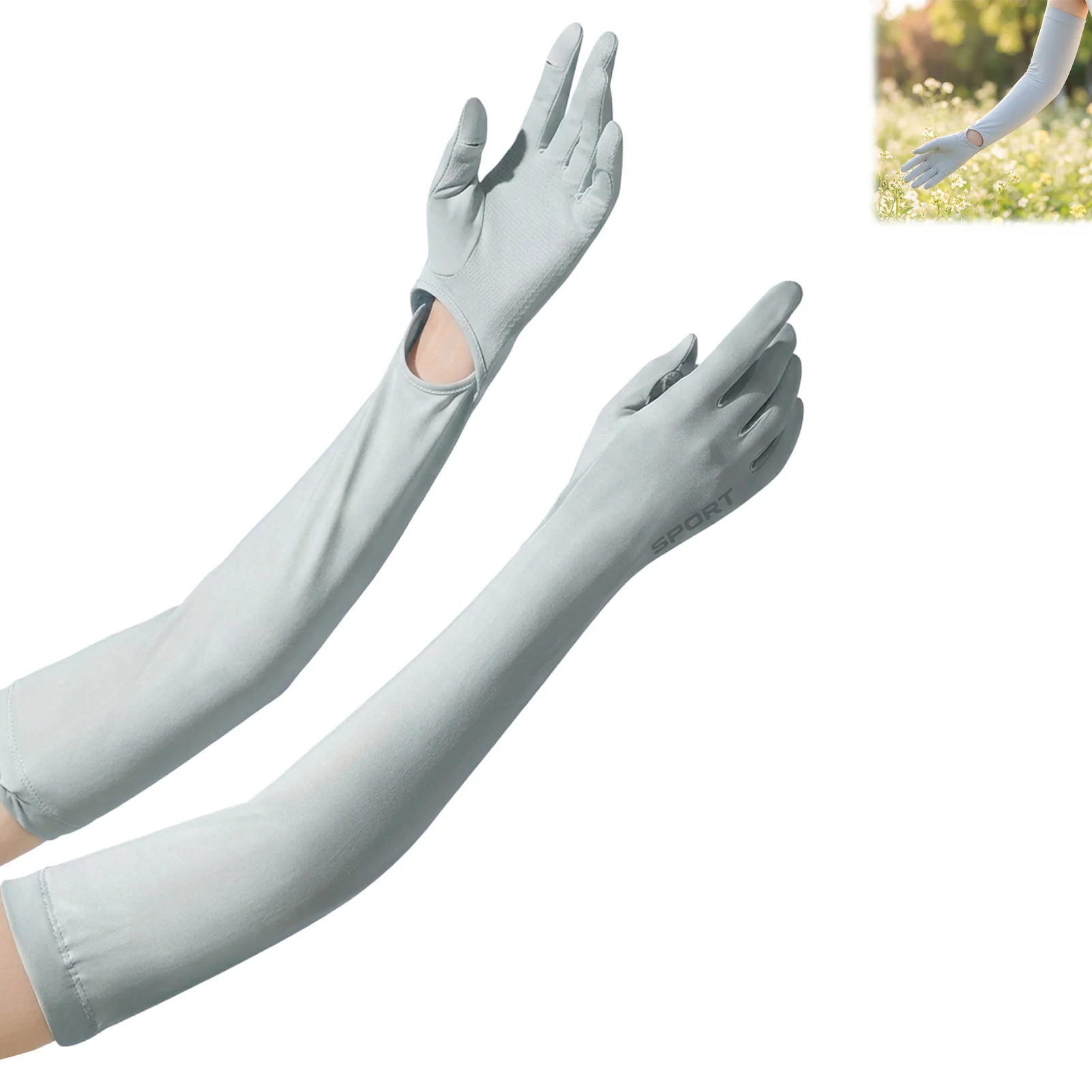 Sun Protections Arm Sleeves With Gloves UPF50+ Nylon Spandex For Outdoor Sports
Sun Protections Arm Sleeves With Gloves UPF50+ Nylon Spandex For Outdoor Sports