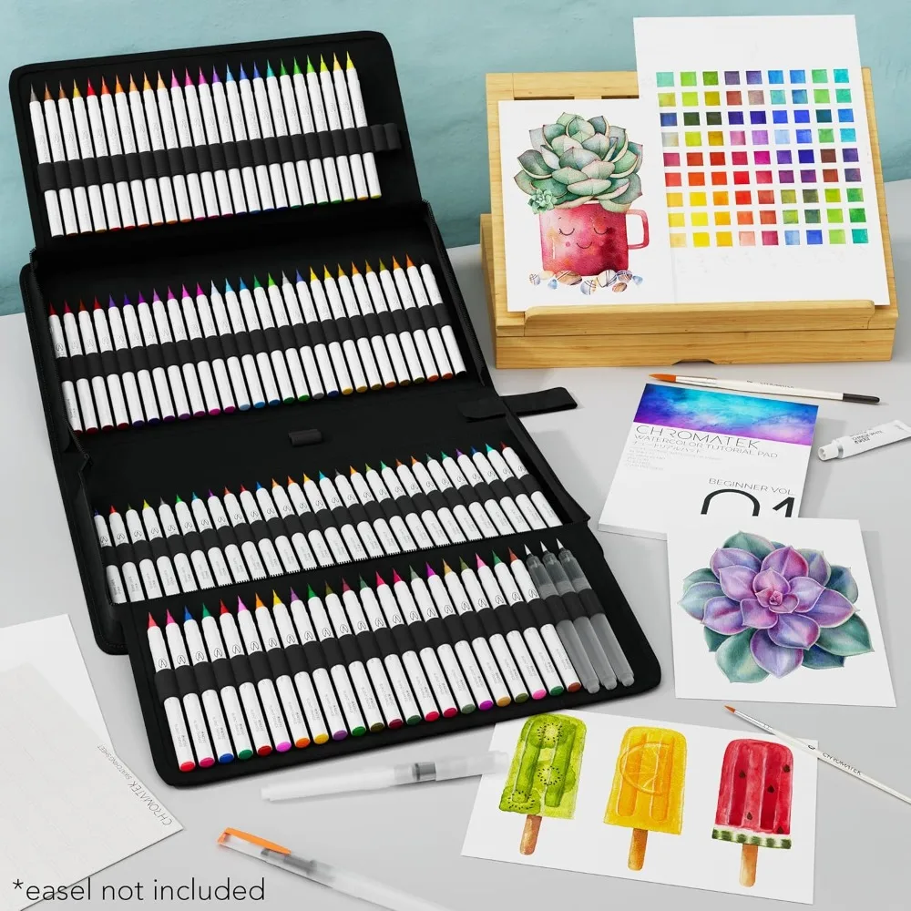 108 Watercolor Pens Set | Including 15 Page Pad & Online Video Tutorial Series | 5 Aquapens & 100 Unique Colors
108 Watercolor Pens Set | Including 15 Page Pad & Online Video Tutorial Series | 5 Aquapens & 100 Unique Colors