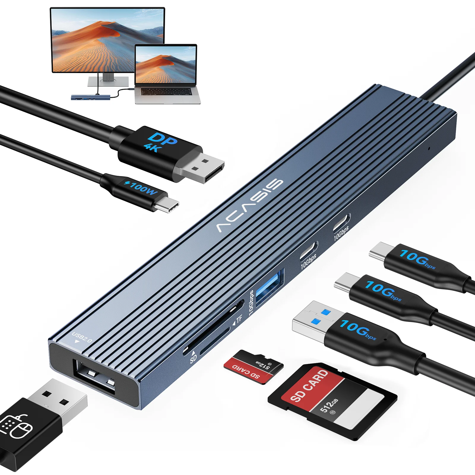 Acasis 8 в 1 USB-C Hub 10 Гбит/с Док-станция 4K 60 Гц DP Выход TF/SD 3.0 PD 100 Вт для клавиатуры, мыши, принтера «все в одном»
Acasis 8 в 1 USB-C Hub 10 Гбит/с Док-станция 4K 60 Гц DP Выход TF/SD 3.0 PD 100 Вт для клавиатуры, мыши, принтера «все в одном»