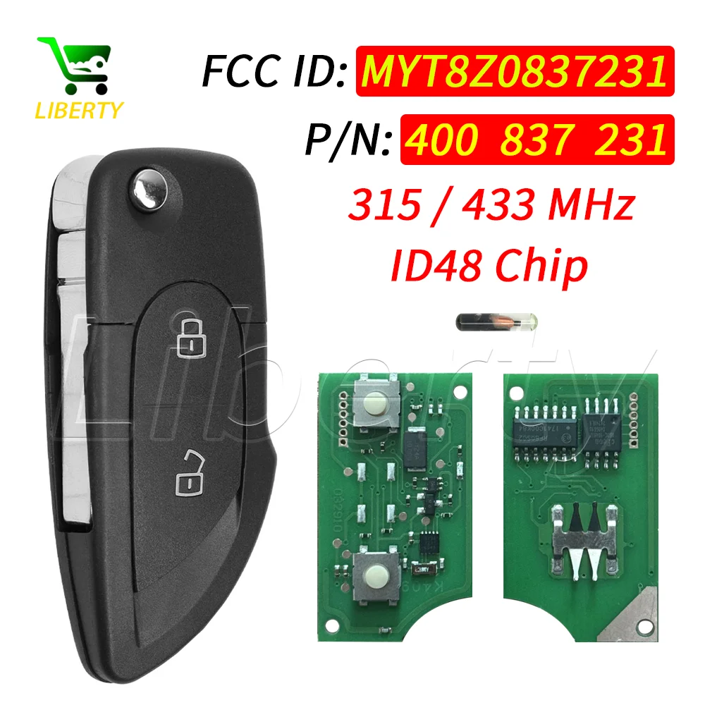 Liberty MYT8Z0837231 P/N: 400 837 231 Flip Folding Car Remote Key 315MHz / 433MHz ID48 Chip for Lamborghini Gallardo Vehicle Key
Liberty MYT8Z0837231 P/N: 400 837 231 Flip Folding Car Remote Key 315MHz / 433MHz ID48 Chip for Lamborghini Gallardo Vehicle Key
