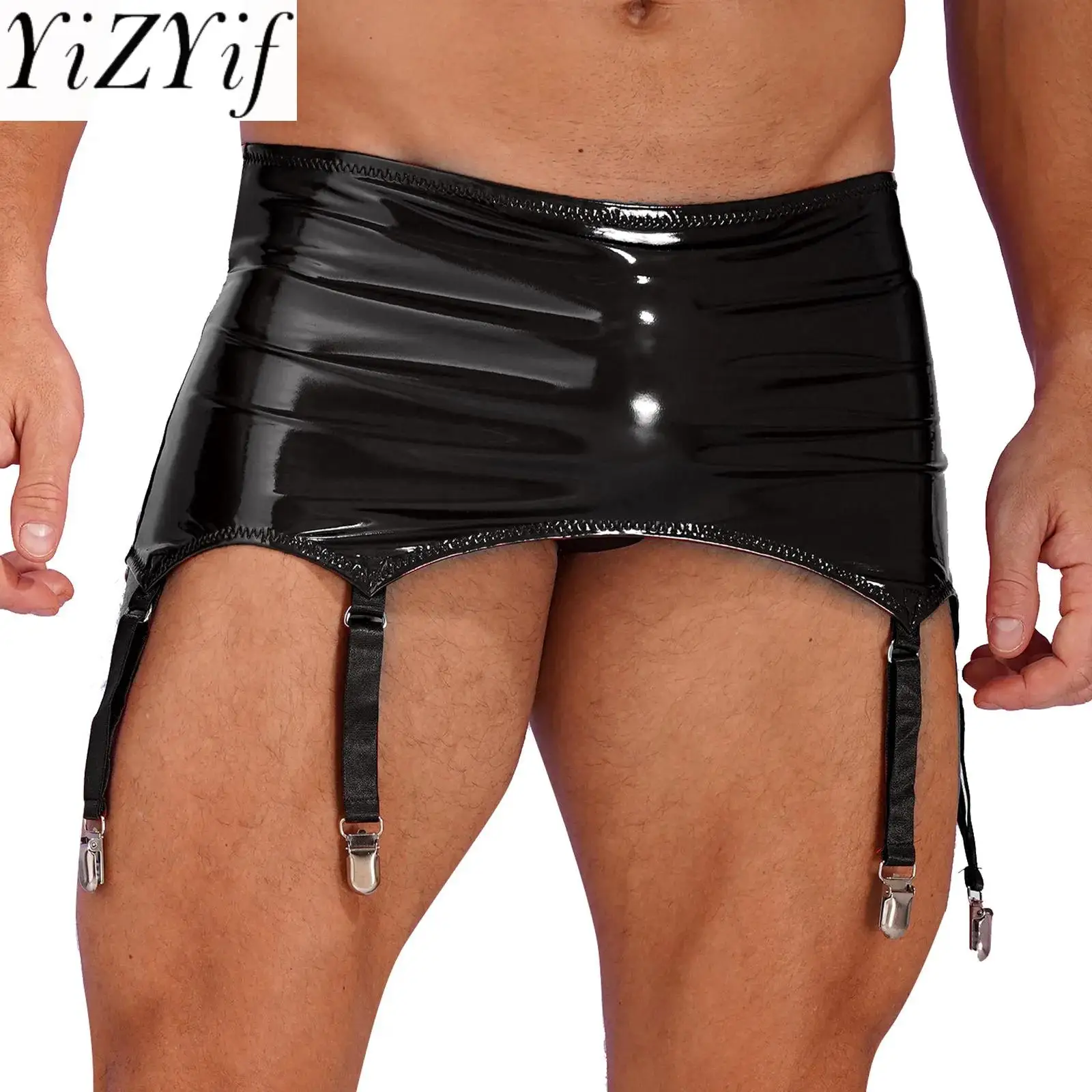 Mens Shiny Wet Look Patent Leather Zipper Garters with Metal Clips Lingerie Erotic Crossdressing Mini Skirt with Garters Belt
Mens Shiny Wet Look Patent Leather Zipper Garters with Metal Clips Lingerie Erotic Crossdressing Mini Skirt with Garters Belt