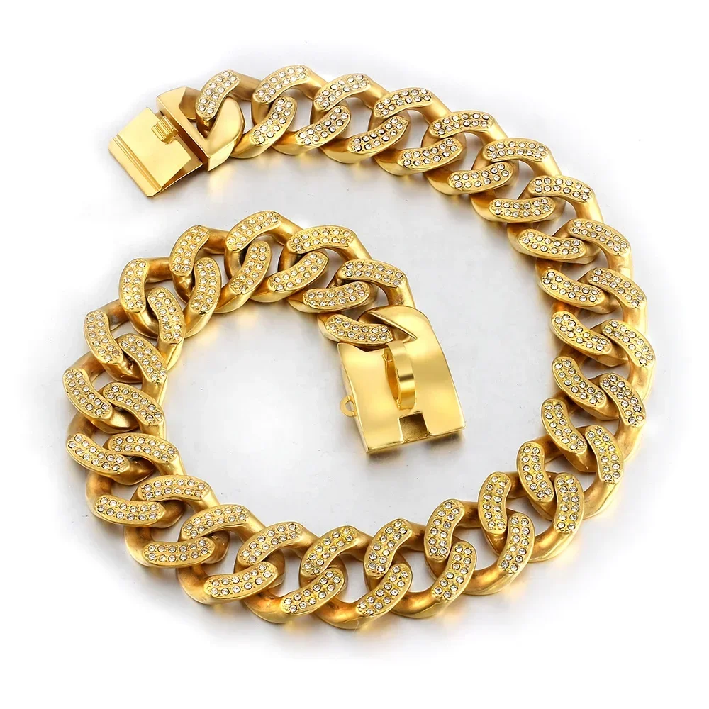 OUMI Wholesale Custom Logo Big Stainless Steel Gold Diamond Dog Collar Cuban Link Chains for Pet
OUMI Wholesale Custom Logo Big Stainless Steel Gold Diamond Dog Collar Cuban Link Chains for Pet