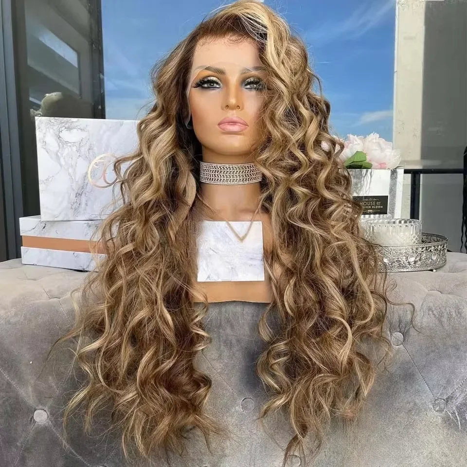 Long Glueless 26nch Super Natural Hairline Highlight blonde Lace Front Wig 180Density Kikny Curly Synthetic Daily Wear Wigs
Long Glueless 26nch Super Natural Hairline Highlight blonde Lace Front Wig 180Density Kikny Curly Synthetic Daily Wear Wigs