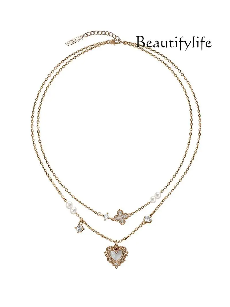 Design nostalgic series retro relief shell necklace light luxury pearl stacked neck chain accessories
Design nostalgic series retro relief shell necklace light luxury pearl stacked neck chain accessories