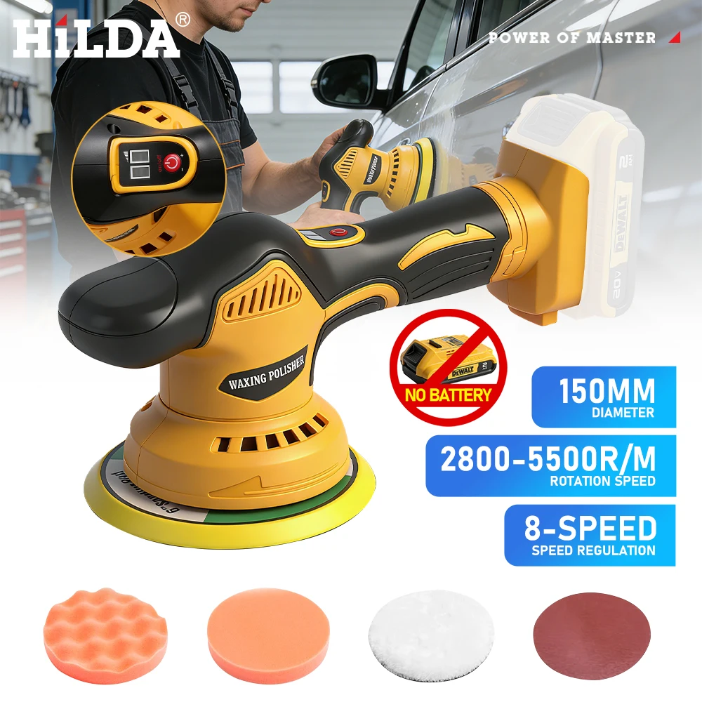 HILDA Cordless Car Polishing Machine 8 Gears Digital Display Auto Waxing Polisher Electric Polisher For Dewalt Battery
HILDA Cordless Car Polishing Machine 8 Gears Digital Display Auto Waxing Polisher Electric Polisher For Dewalt Battery