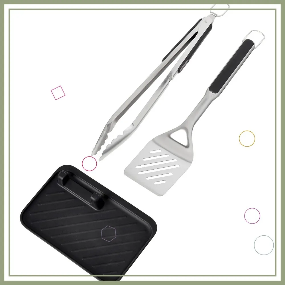 3-Piece Grilling Tool Set with Tongs, Turner, and Silicone Rest for Easy BBQ Cooking
3-Piece Grilling Tool Set with Tongs, Turner, and Silicone Rest for Easy BBQ Cooking