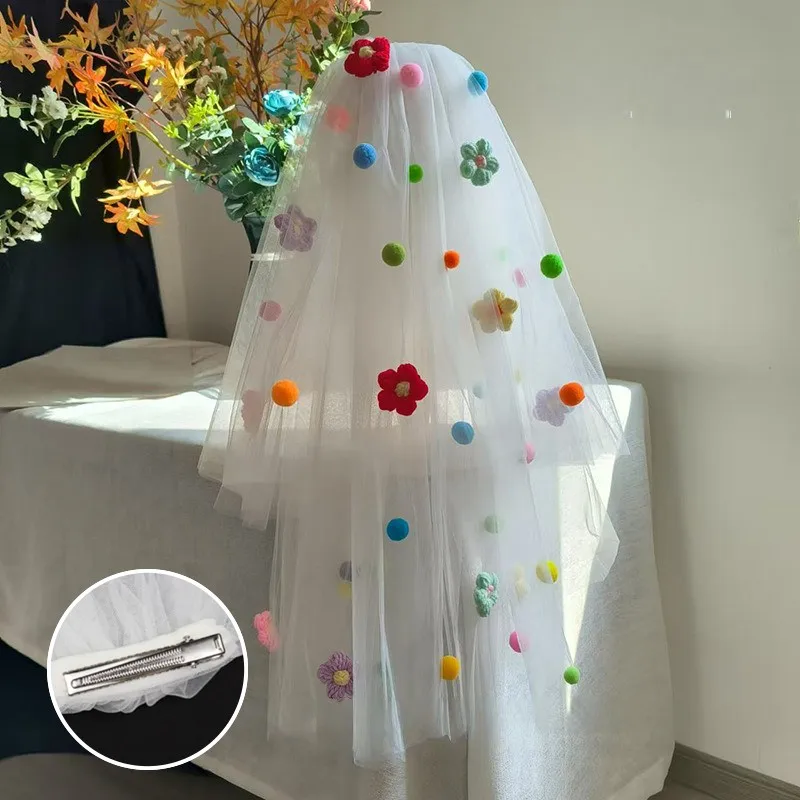 50cm Colorful Wedding Veils Clip Pompom Mesh Tulle Butterfly Photo Props Headwear Bridal Veils Headdress Accessories
50cm Colorful Wedding Veils Clip Pompom Mesh Tulle Butterfly Photo Props Headwear Bridal Veils Headdress Accessories