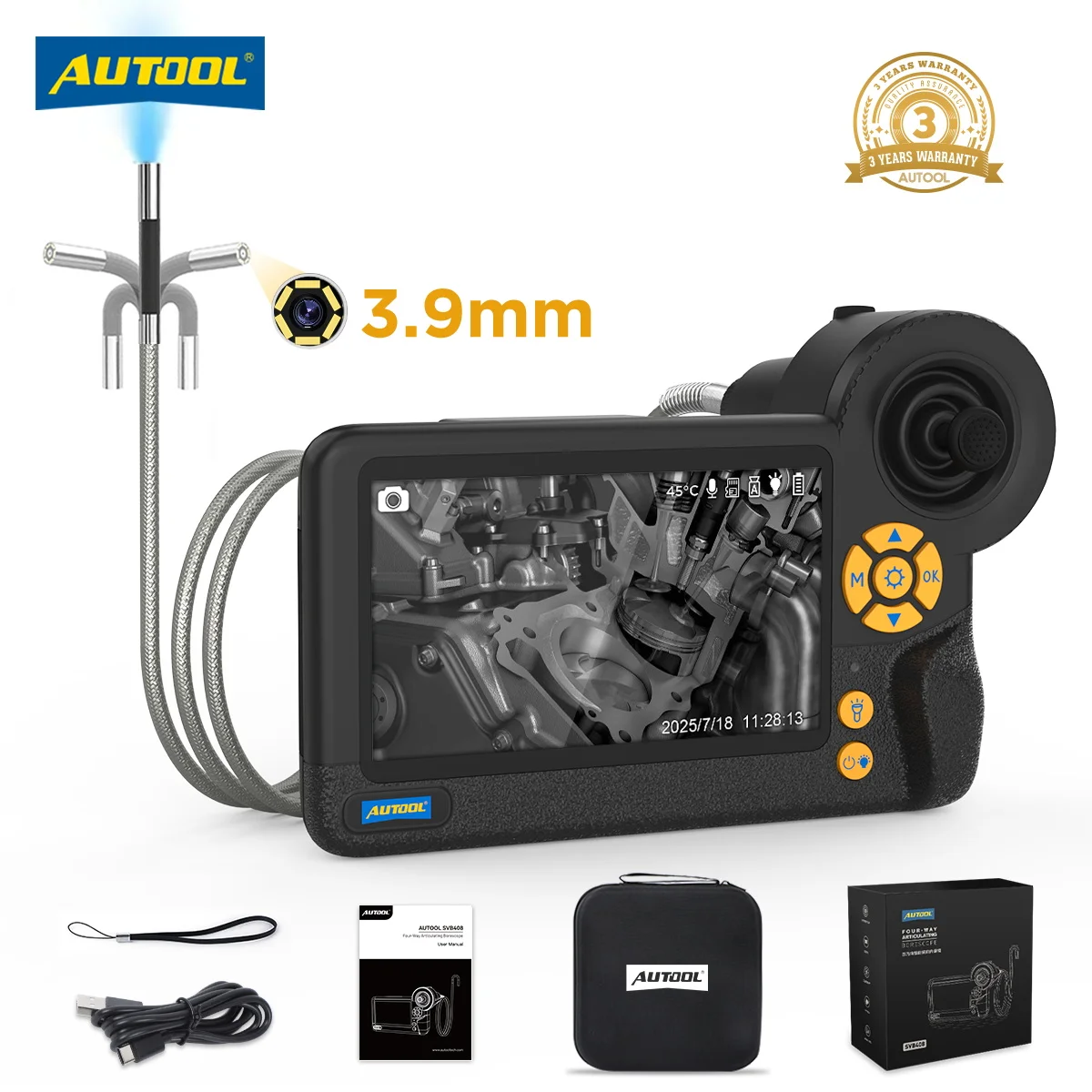 AUTOOL SVB408 промышленная эндоскопическая камера 4,5-дюймовый IPS-экран IP67 водонепроницаемый 6 светодиодов инструменты для осмотра автомобиля
AUTOOL SVB408 промышленная эндоскопическая камера 4,5-дюймовый IPS-экран IP67 водонепроницаемый 6 светодиодов инструменты для осмотра автомобиля