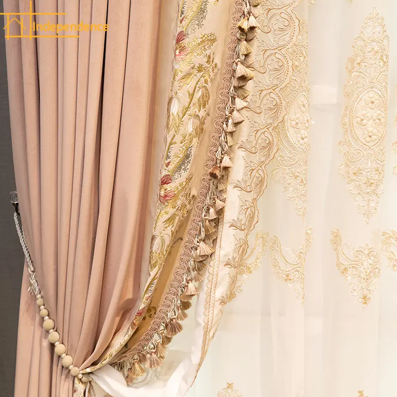 High-end French light luxury velvet pink blackout embroidery flower princess style Curtains for Living dining room bedroom
High-end French light luxury velvet pink blackout embroidery flower princess style Curtains for Living dining room bedroom