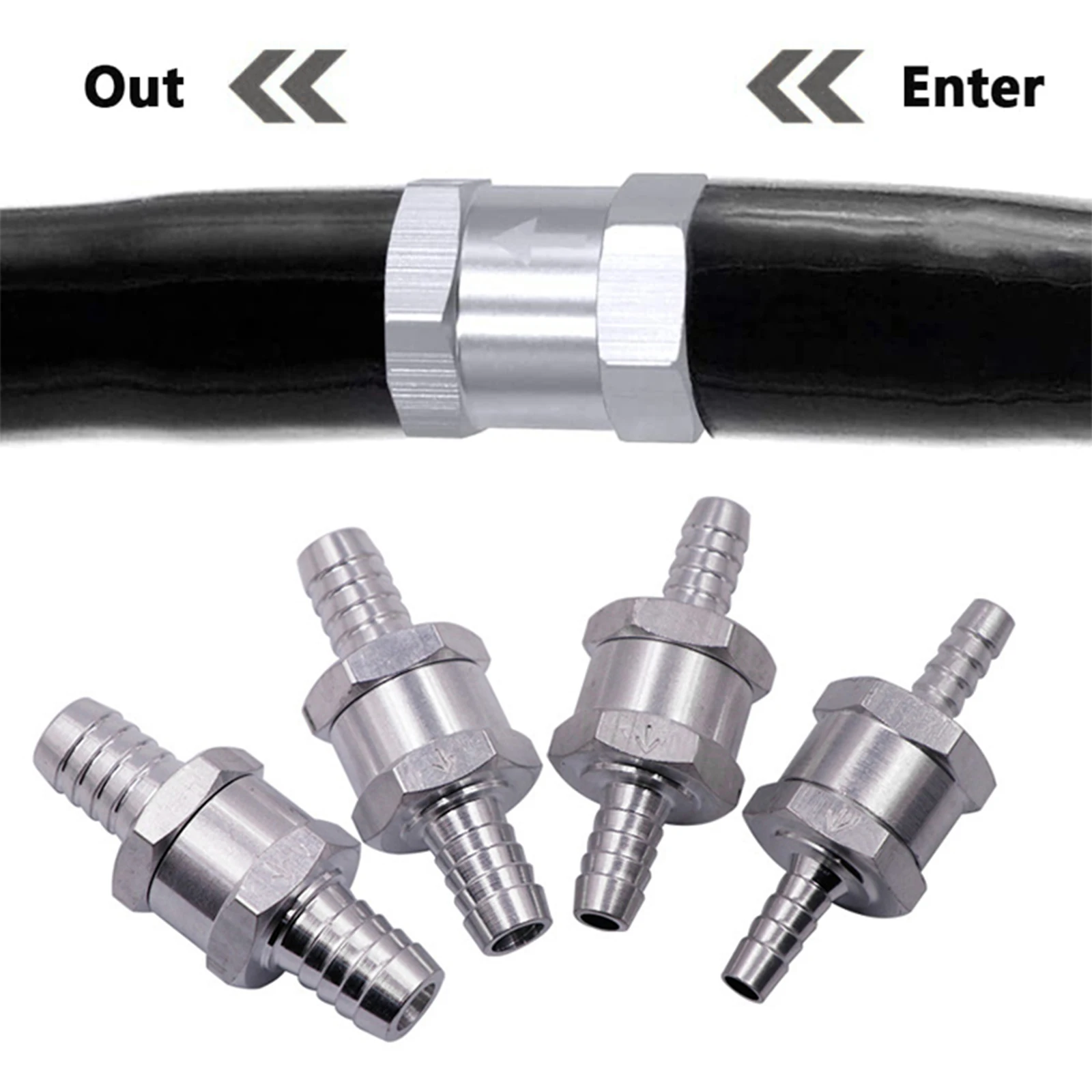 Fuel Non Return Check Valve, 6/8/10/12mm Aluminium Alloy Petrol Diesel Water Fuel Line One Way Check Valve for Car Motorcycle
Fuel Non Return Check Valve, 6/8/10/12mm Aluminium Alloy Petrol Diesel Water Fuel Line One Way Check Valve for Car Motorcycle